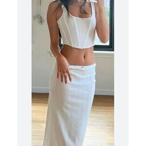 With Jéan Dylan Dupe White 2-Piece Set Crop Tank Top & Midi Skirt Size Small